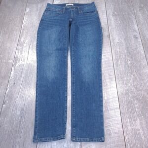 Madewell Slim Boyjean Women 25 Blue Denim Medium Wash Straight Leg Jeans